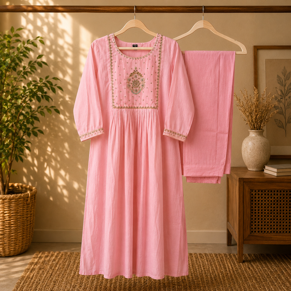 Blush Pearl Mul Cotton Suit Set