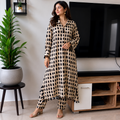 Black & Ivory Handblock Print Kurta Pant Set