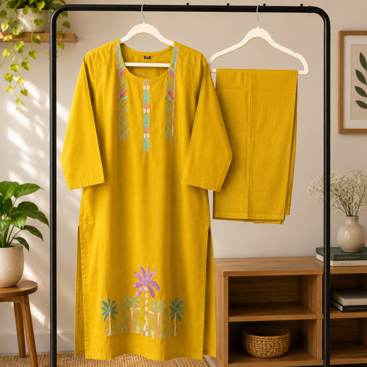 Mustard Embroidered Co-ord Set