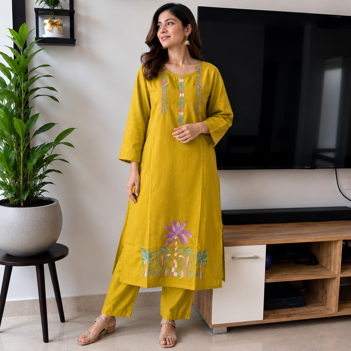 Mustard Embroidered Co-ord Set