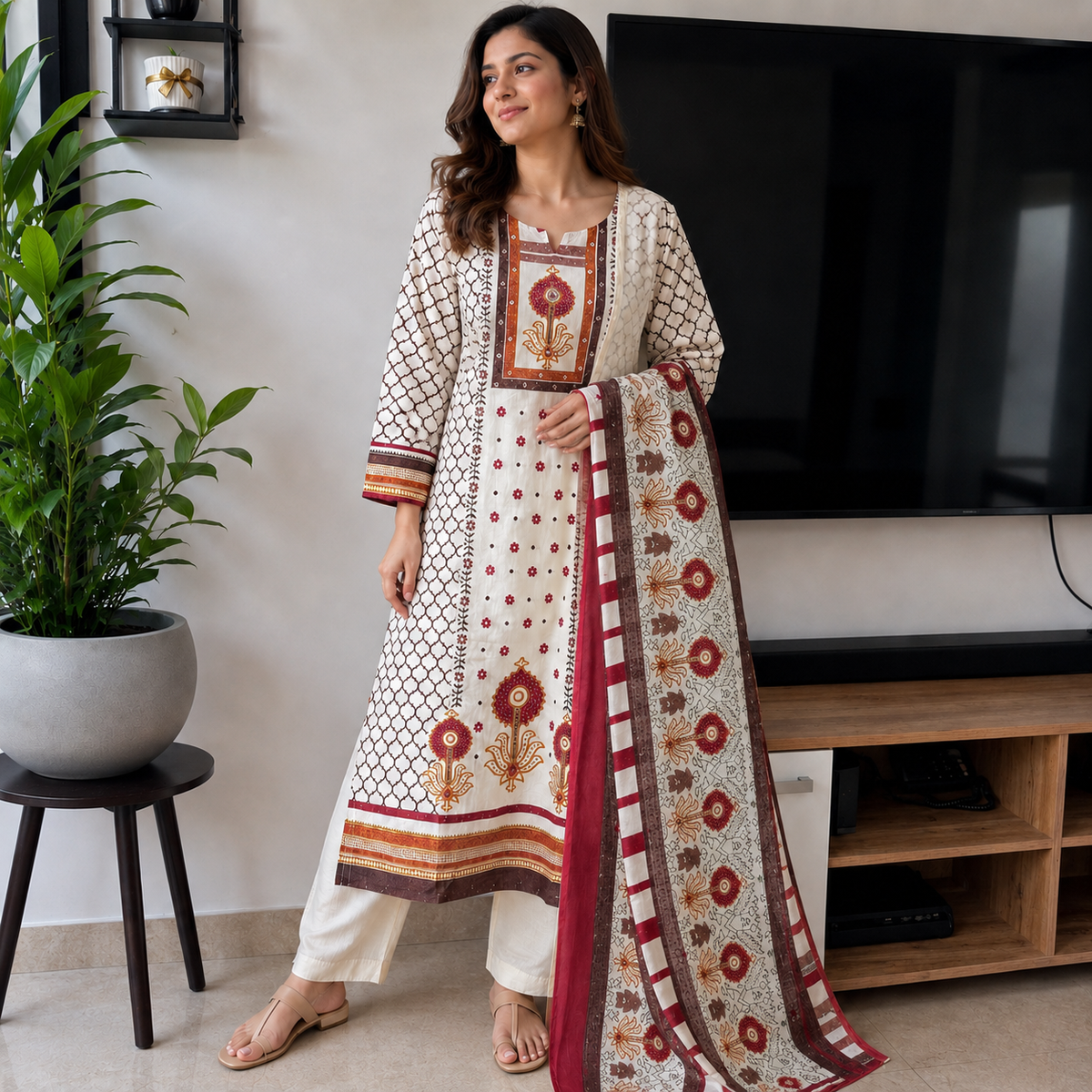 Heritage Floral pure Cotton Suit Set
