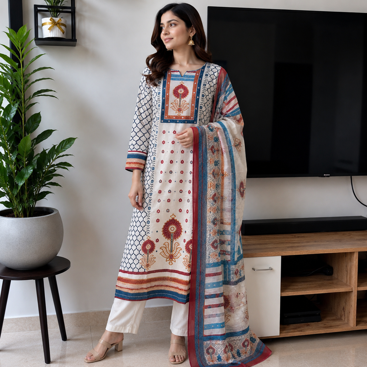 Heritage Floral pure Cotton Suit Set